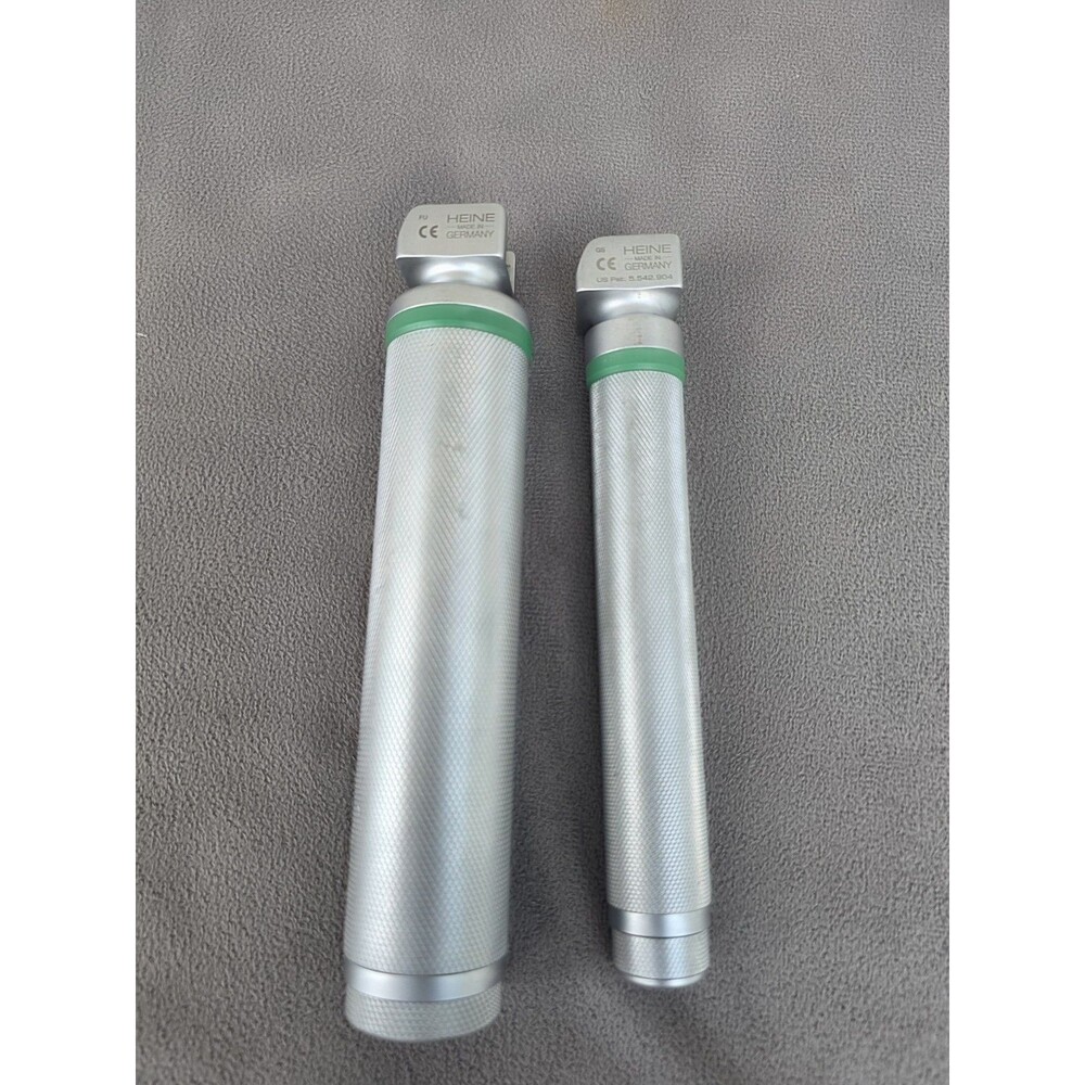 (2) HEINE Laryngoscope Handle Bundle – Pat 5,542,904 & F.000.22.824 –With Bulbs